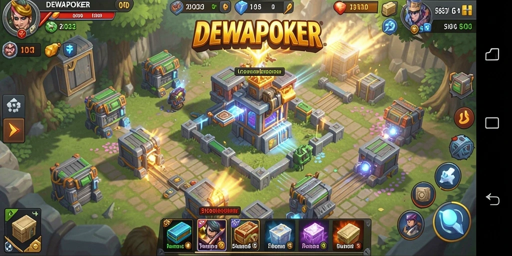Screenshot gameplay DEWAPOKER menampilkan menara yang siap mempertahankan serangan musuh.