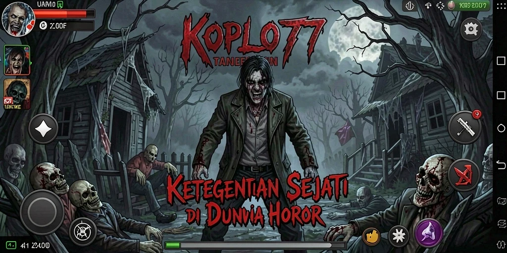 Tampilan gameplay KOPLO77 dengan suasana mencekam dan visual yang menakutkan.