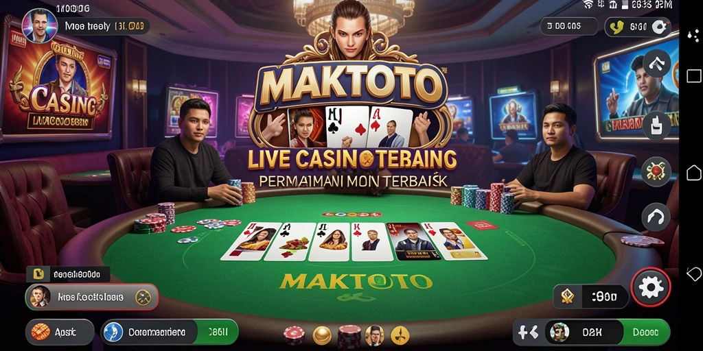 Tampilan gameplay MAKTOTO dengan dealer langsung dan permainan kasino interaktif.