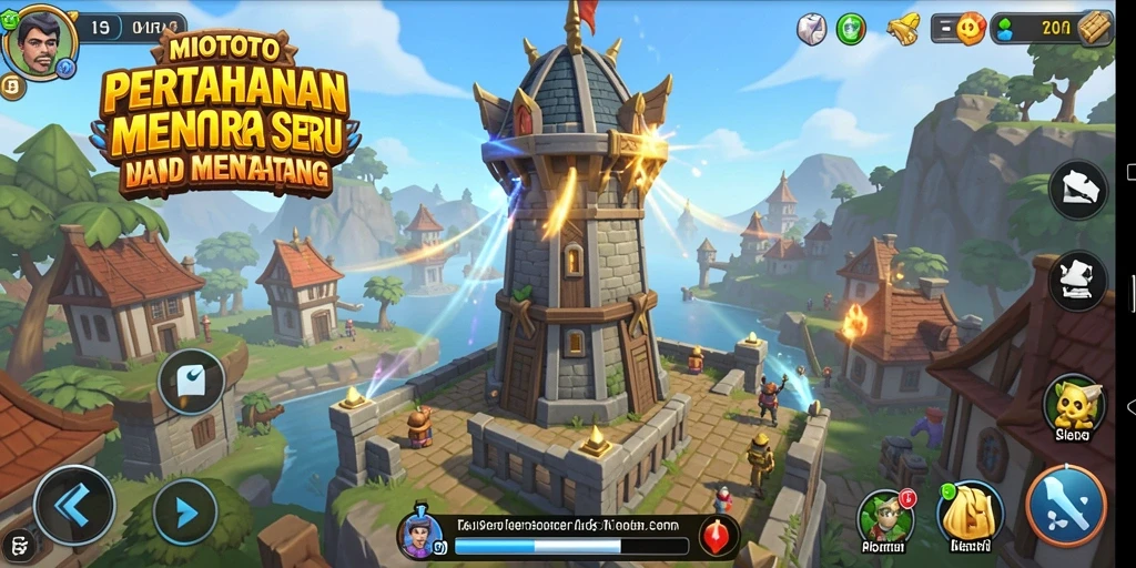 Tangkapan layar utama MIOTOTO menampilkan gameplay seru Tower Defense.