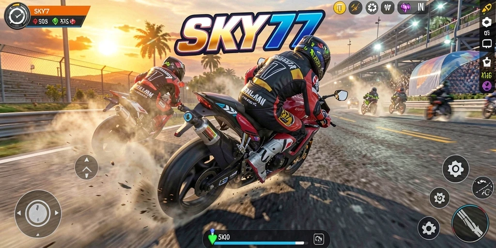 Gameplay mendebarkan dengan balapan motor yang seru.